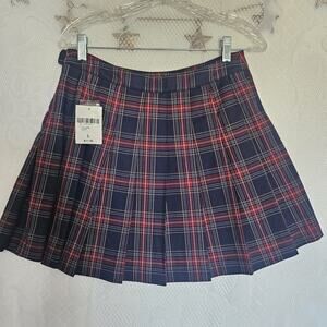 Y2K Large Dark Academia Plaid Pleated Mini Skirt Clueless Schoolgirl Preppy Fall